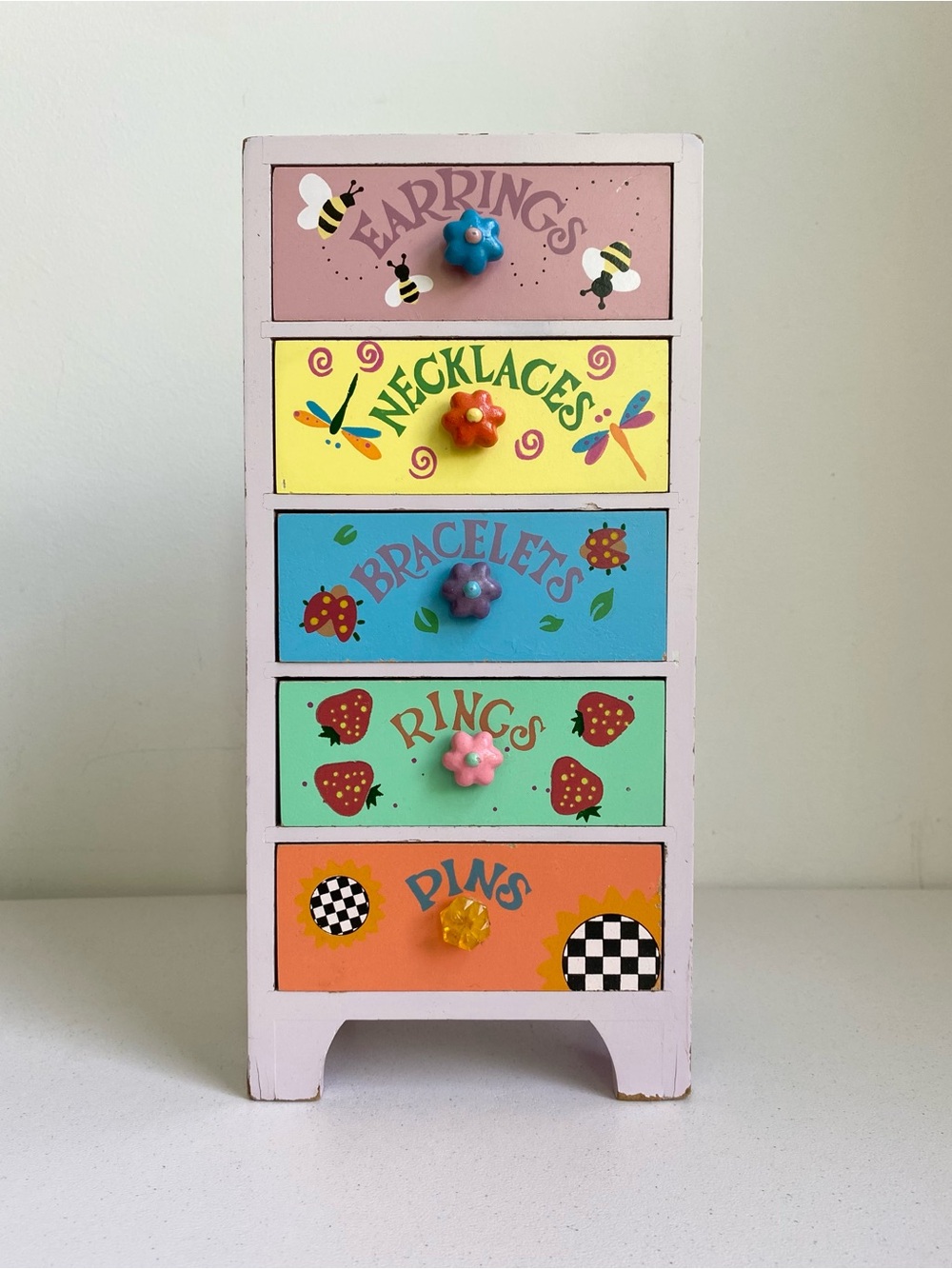 Vintage Y2K Wooden Jewelry Box Mini Chest Dresser